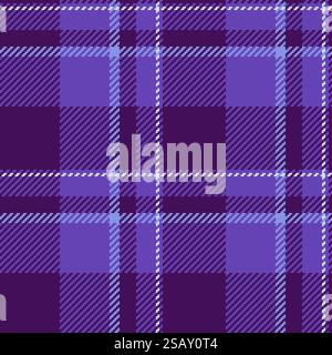 Pretty textile texture fabric, advertising pattern background plaid. Hispanic tartan check vector seamless in purple and indigo colors palette.. Pretty textile texture fabric, advertising pattern background plaid. Hispanic tartan check vector seamless in purple and indigo colors. Stock Vector