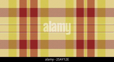 Classic plaid background seamless, bedroom check tartan vector. Net pattern textile texture fabric in amber and light colors palette. Stock Vector