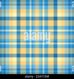 Pixel tartan textile background, uniform texture check seamless. Christmas ornament plaid pattern fabric vector in cyan and amber colors palette. Stock Vector