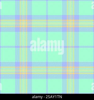 Rug seamless vector tartan, cell background plaid pattern. Tablecloth textile check fabric texture in mint and light color. Stock Vector