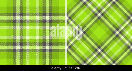 Seamless tartan check of textile texture vector with a fabric background pattern plaid. Set in nature colours for striped shirt outfit ideas. Stock Vector