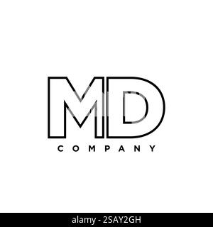 Trendy letter M and D, MD logo design template. Minimal monogram initial based logotype for company identity. Stock Vector