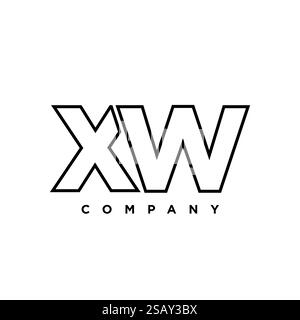 Trendy letter X and W, XW logo design template. Minimal monogram initial based logotype for company identity. Stock Vector