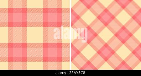 Background tartan textile of seamless vector fabric with a texture plaid check pattern. Set in light colours. Fashion with geometric unique identity. Stock Vector