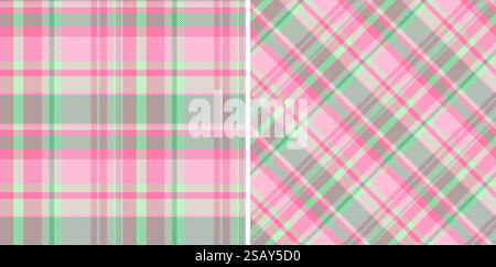 Textile texture pattern of seamless check vector with a fabric background tartan plaid. Set in spring colours for thanksgiving fashion cozy celebration. Stock Vector