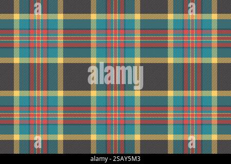 Newborn check fabric tartan, harmony plaid pattern vector. Picnic seamless texture textile background in cyan and grey colors palette. Stock Vector