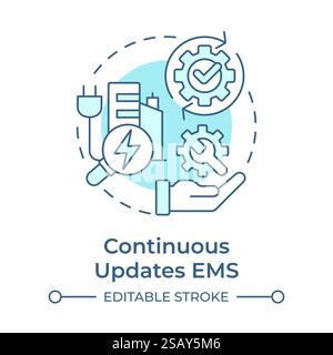 Continuous updates EMS soft blue concept icon Stock Vector