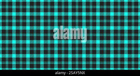 Random plaid fabric pattern, fiber seamless vector tartan. British background check textile texture in bright and black colors palette. Stock Vector