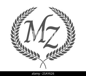 MZ Letter Logo With Black and White Letters Negative Space Design Stock ...