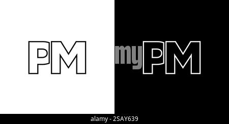 Trendy letter P and M, PM logo design template. Minimal monogram initial based logotype for company identity. Stock Vector