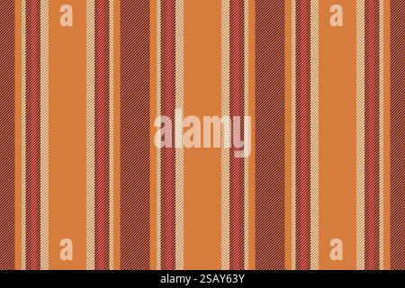Femininity background fabric pattern, interior seamless lines vector. Outfit vertical textile texture stripe in orange and dark colors palette. Stock Vector