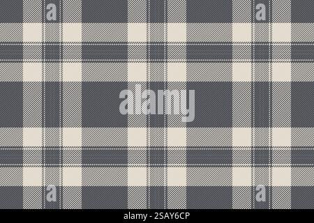 Calm vector background pattern, covering texture plaid textile. Male check tartan fabric seamless in grey and dark colors palette. Stock Vector