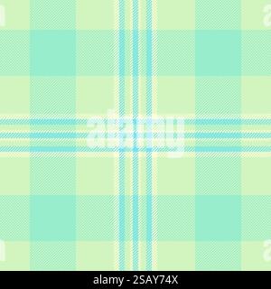 Fabric background texture of pattern vector plaid with a textile check tartan seamless in light and mint colors. Stock Vector