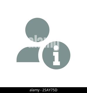 Contact or user information vector icon. Person with info sign, personal details symbol. Stock Vector