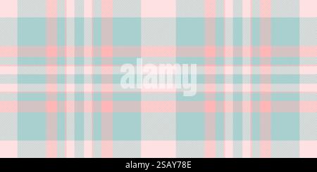 Greeting background textile seamless, folded pattern tartan fabric. Fur check plaid vector texture in light and misty rose color. Stock Vector