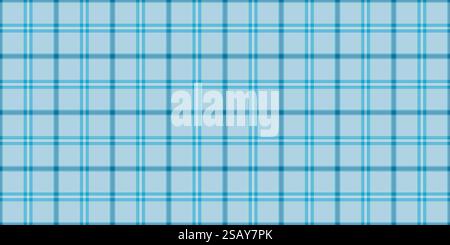 Down seamless plaid fabric, diagonal tartan check textile. Napkin background pattern texture vector in cyan and light blue colors palette. Stock Vector
