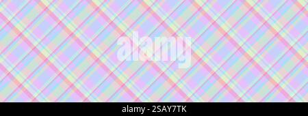 Female check tartan pattern, idea seamless texture background. Back textile plaid vector fabric in light and white colors palette. Stock Vector