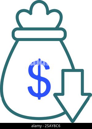 Money Transfer and Financial Decline Icon Stock Vector