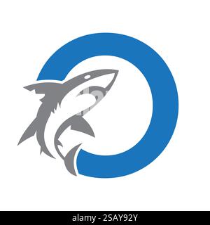Initial Monogram Letter O Dolphin Logo Design Concept With Whale Symbol Stock Vector