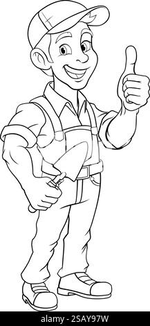 Bricklayer Mascot Tool Mason Construction Mascot Stock Vector
