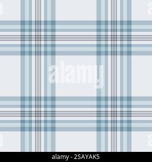 Stylish background check fabric, soft textile vector plaid. Cross pattern seamless tartan texture in pastel and white colors palette. Stock Vector