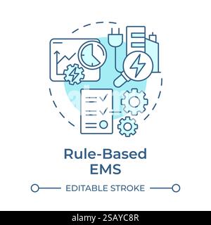 Rule based EMS soft blue concept icon Stock Vector