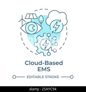 Cloud based EMS soft blue concept icon Stock Vector