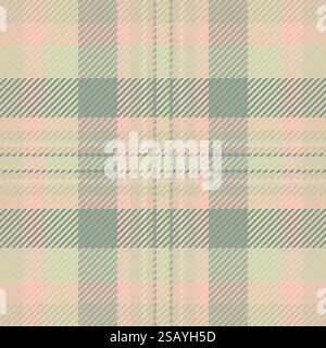 Tattersall texture plaid seamless, good fabric check textile. Small pattern tartan vector background in light and pastel colors palette. Stock Vector