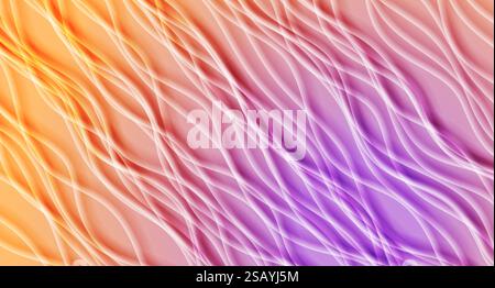 Bright orange violet glossy curved waves abstract elegant background. Vector design Stock Vector