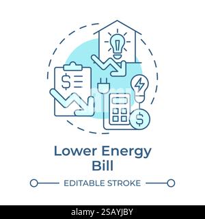 Lower energy bill soft blue concept icon Stock Vector