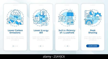 Energy control benefits blue onboarding mobile app screen Stock Vector