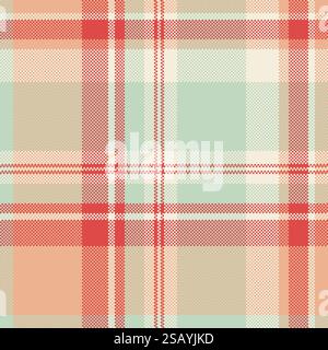 Trousers textile plaid check, fancy seamless tartan background. Horizontal vector texture pattern fabric in light and orange colors palette. Stock Vector