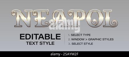 Golden elite editable text effect, premium graphic style template. Customizable tweaking contour style for elite branding, wedding card typography Stock Vector