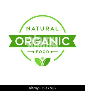 Organic Product Lables Vector. Organic food stamp label design 100 percent organic natural Stock Vector