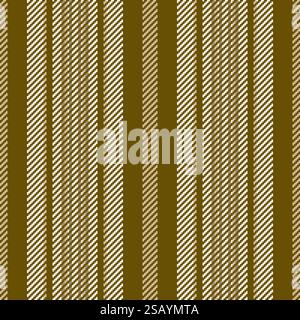 Outfit background texture lines, sixties vector seamless textile. Bed fabric stripe pattern vertical in yellow and linen colors palette. Stock Vector