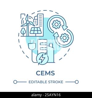 CEMS soft blue concept icon Stock Vector