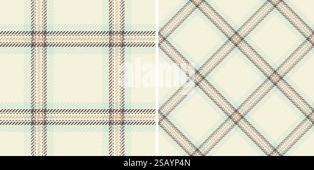 Textile vector texture of tartan seamless pattern with a plaid background fabric check. Set in pastel colours. Modern carpet trends. Stock Vector