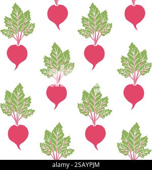 Vector seamless pattern of hand drawn doodle sketch beet root isolated on white background Stock Vector