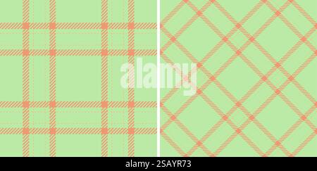 Texture vector seamless of background check fabric with a pattern plaid textile tartan. Set in summer colours. Striped shirt outfit ideas. Stock Vector