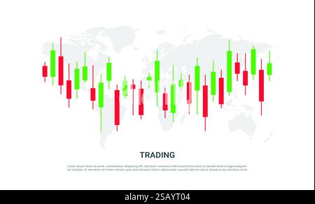 Growth stock diagram financial graph or business investment market trade on transparent background. Business candle stick graph chart of stock market Stock Vector