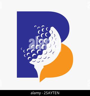 Initial Golf Ball On Letter B Logo Design Vector Template. Golf Logo Sign Stock Vector