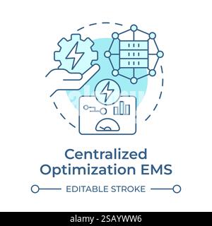 Centralized optimization EMS soft blue concept icon Stock Vector