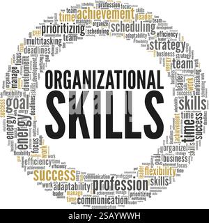 Organizational Skills word cloud conceptual design isolated on white background. Stock Vector
