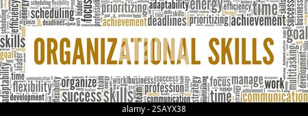 Organizational Skills word cloud conceptual design isolated on white background. Stock Vector