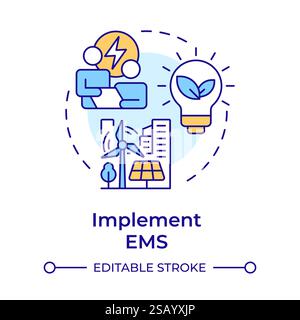 Implement EMS multi color concept icon Stock Vector