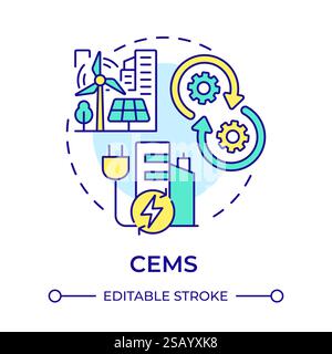 CEMS multi color concept icon Stock Vector