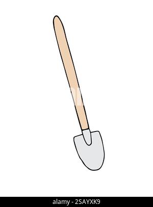 Vector hand drawn doodle sketch colored shovel isolated on white background Stock Vector