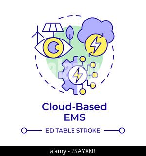 Cloud based EMS multi color concept icon Stock Vector