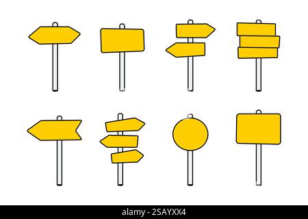Arrow direction signboard vector. Direction road sign post with arrow. Signboard pointer, choice signpost. Stock Vector