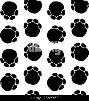 Vector seamless pattern of hand drawn elephant paw footprint isolated on white background Stock Vector